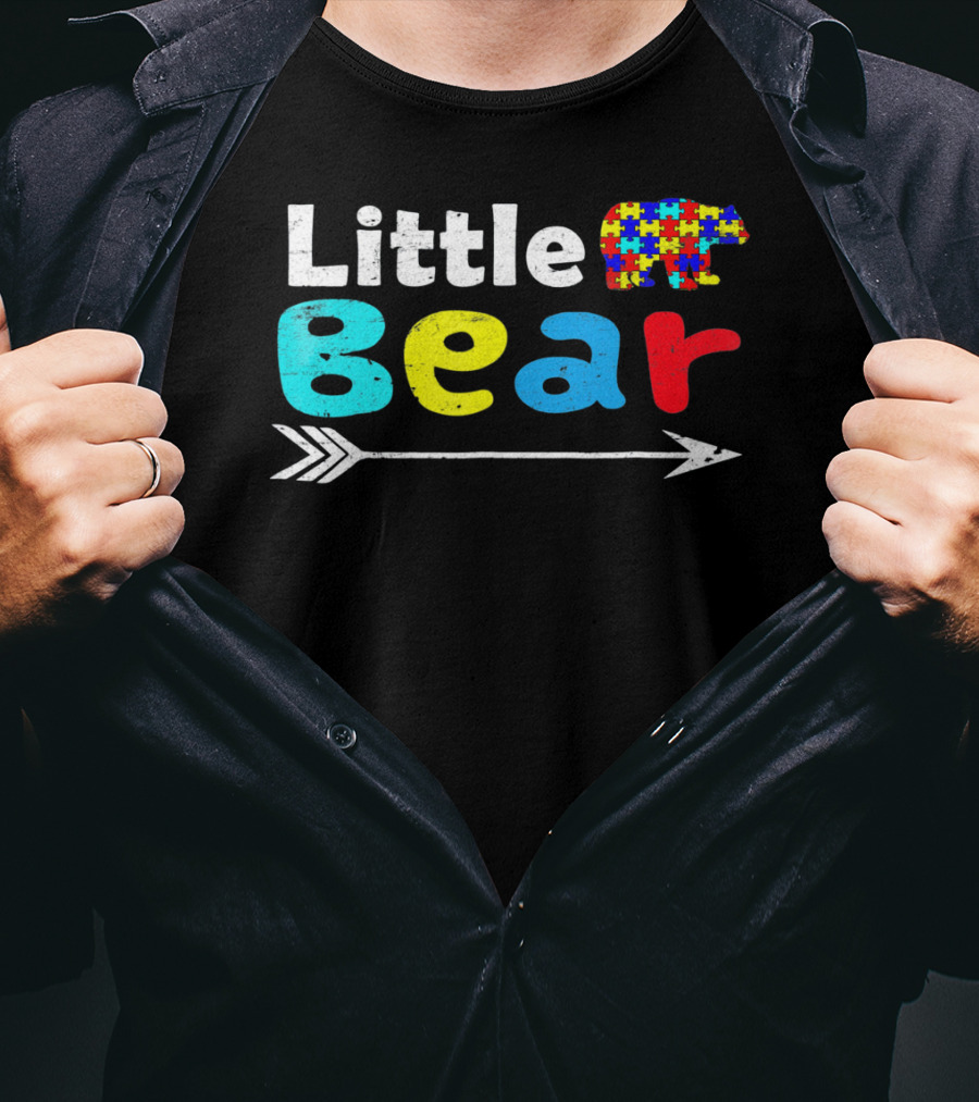 Little Bear Autism Awareness Puzzle Pattern Arrow T-Shirt