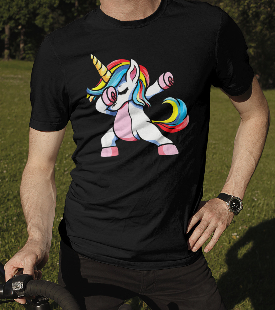 Autism Awareness Dabbing Unicorn Rainbow Mane T-Shirt