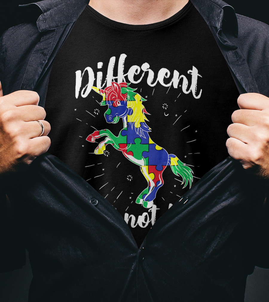 Different Not Less Unicorn Autism Awareness T-Shirt
