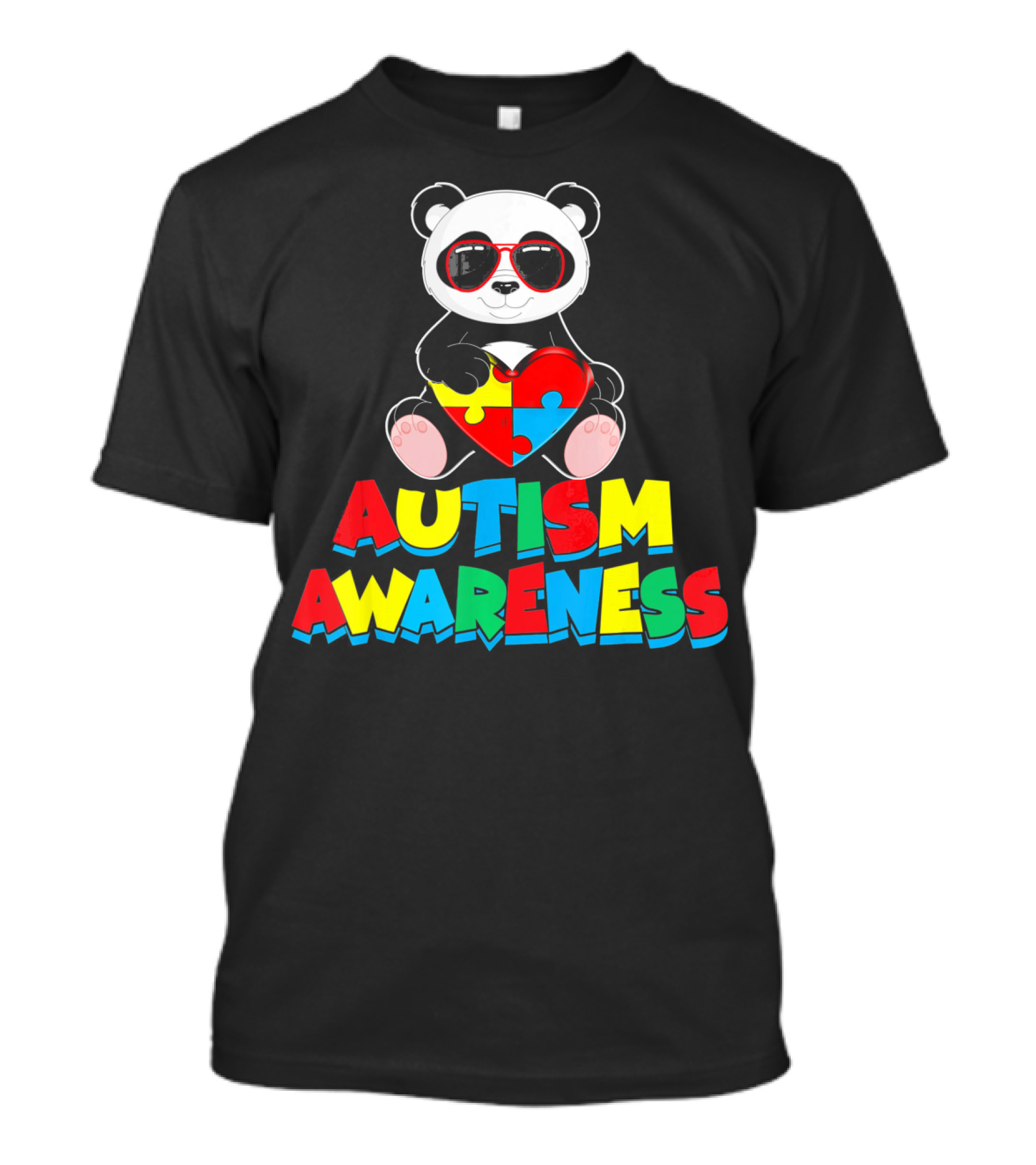 Autism Awareness Funny Panda With Heart-Shaped Puzzle T-Shirt