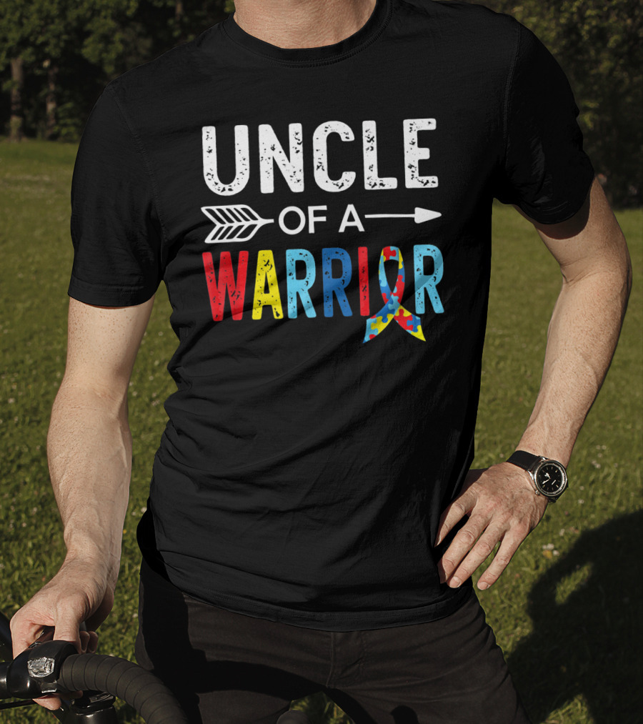 Uncle Of A Warrior Puzzle Ribbon Autism Awareness T-Shirt