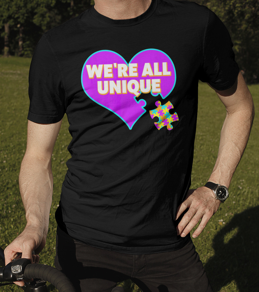 We're All Unique Autism Awareness Puzzle Heart T-Shirt