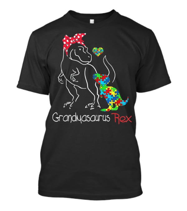 Grandmasaurus Rex Dinosaur With Autism Puzzle Heart T-Shirt