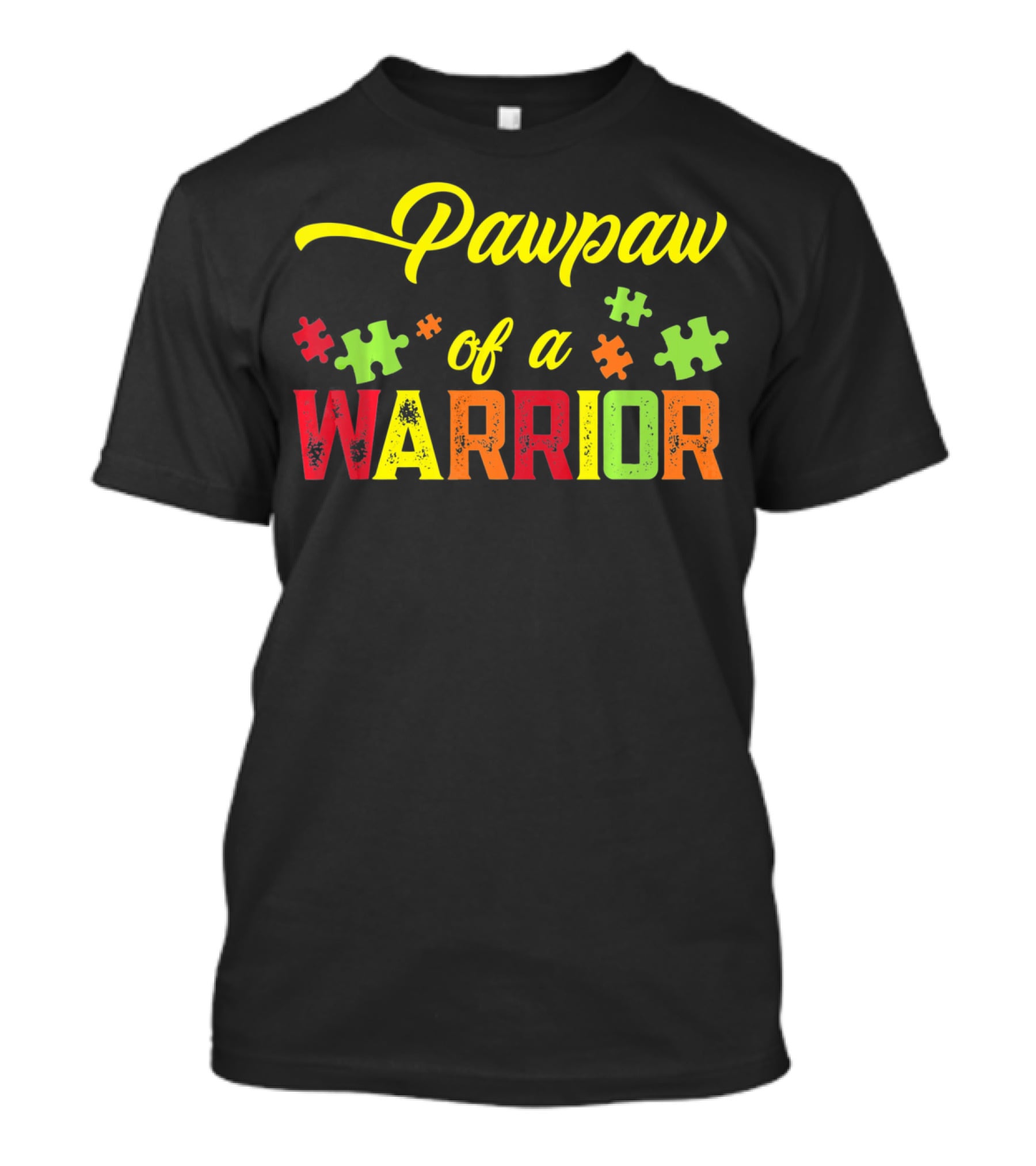Pawpaw Of A Warrior Autism Awareness Puzzle Pieces T-Shirt