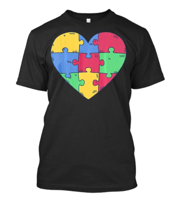Autism Awareness Puzzle Heart Valentine Multicolor T-Shirt