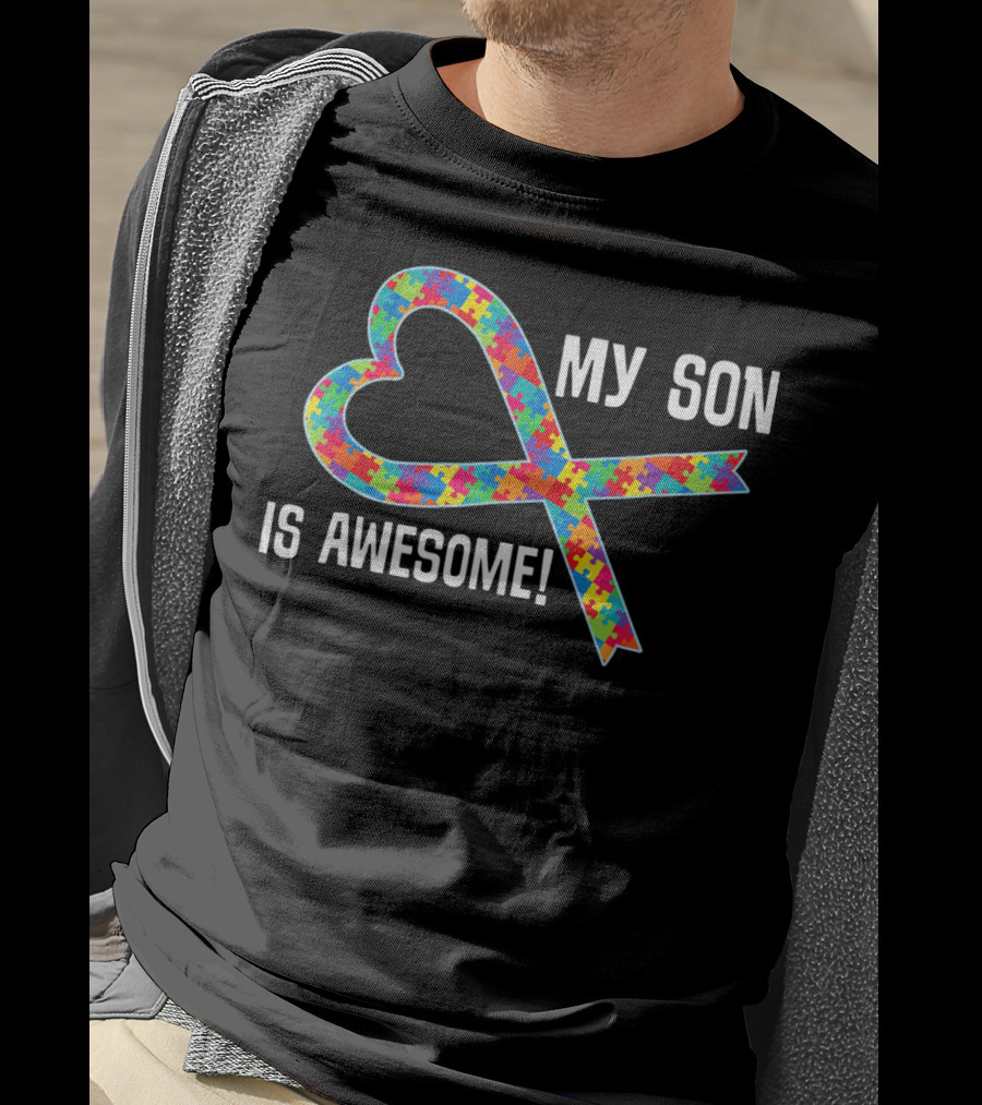 My Son Is Awesome Autism Awareness Puzzle T-Shirt