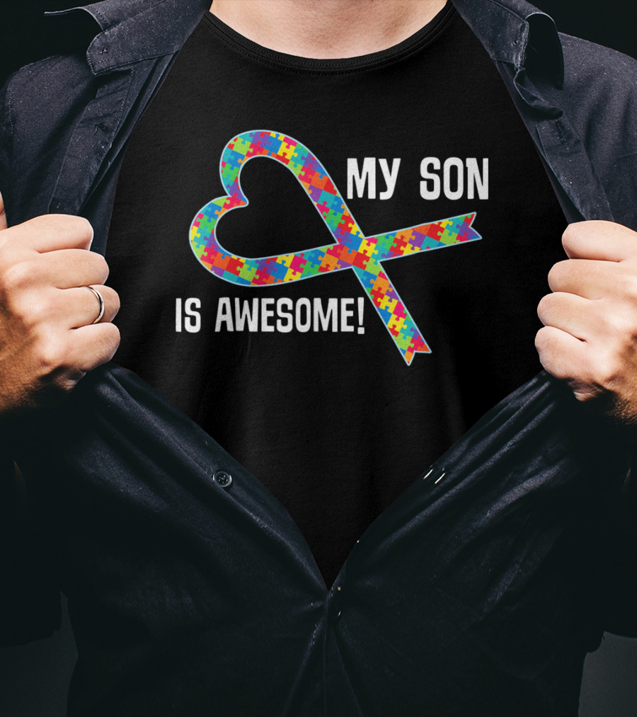 My Son Is Awesome Autism Awareness Puzzle T-Shirt