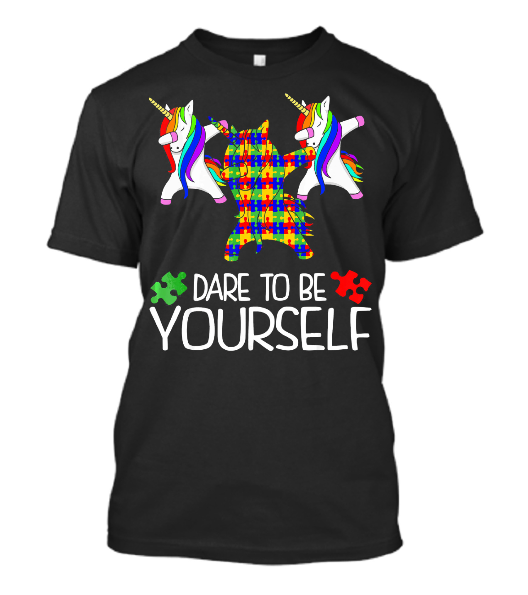 Dare To Be Yourself Autism Awareness Unicorn Puzzle T-Shirt