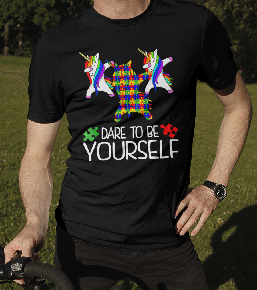 Dare To Be Yourself Autism Awareness Unicorn Puzzle T-Shirt