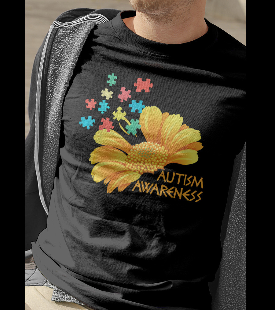 Sunflower Autism Awareness Puzzle Pieces T-Shirt