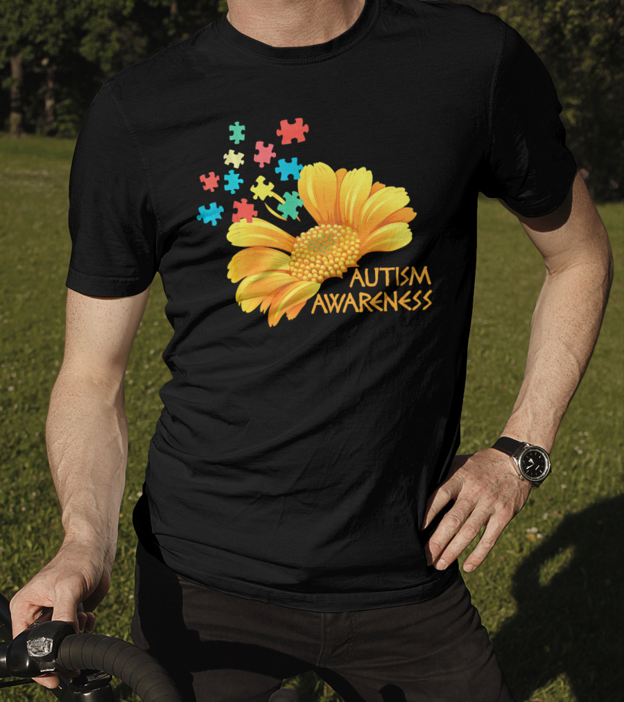 Sunflower Autism Awareness Puzzle Pieces T-Shirt