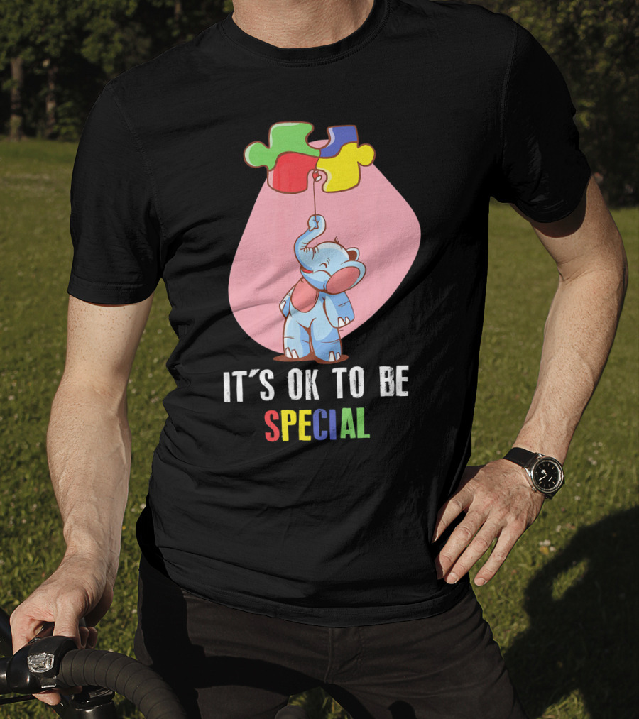 It's OK To Be Special Cute Elephant Autis Puzzle Colors T-Shirt