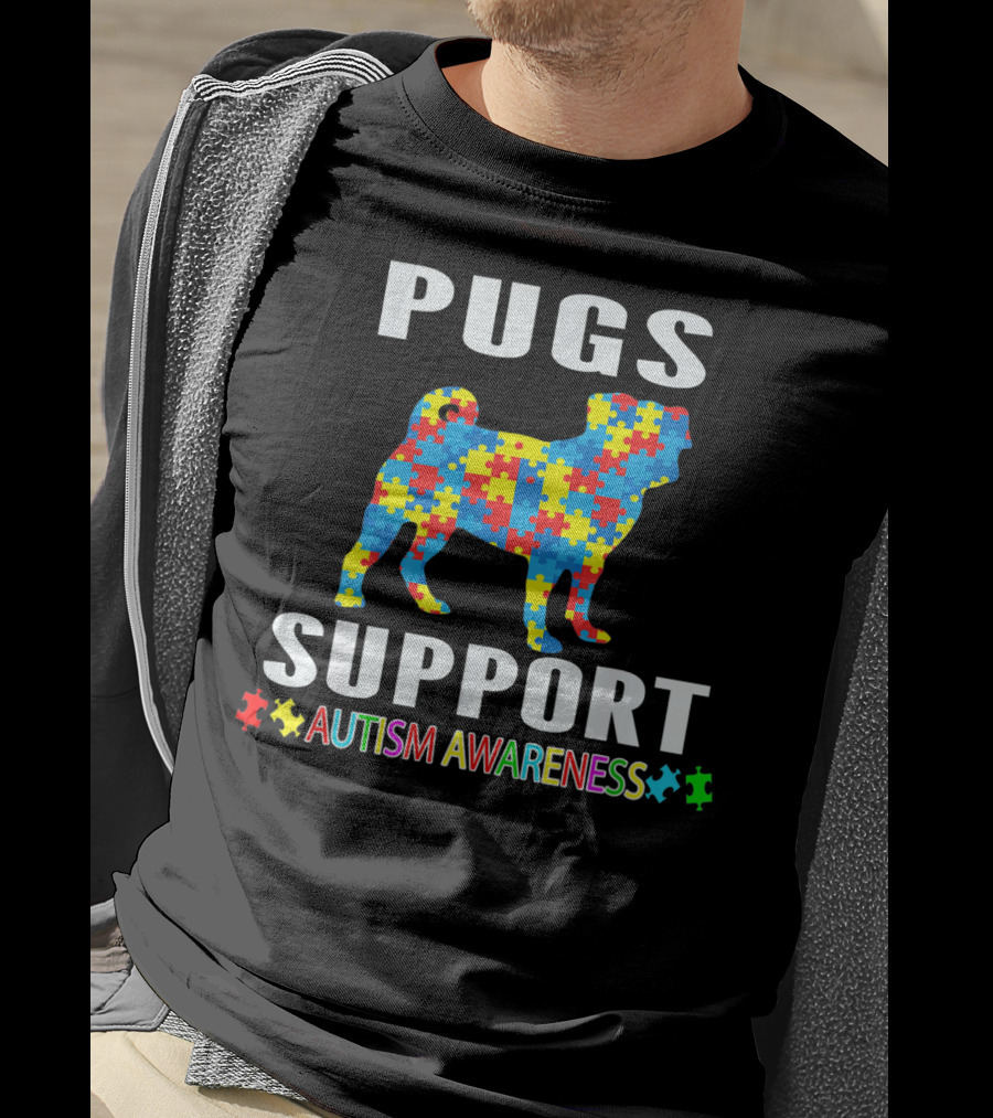 Pugs Support Autism Awareness Puzzle T-Shirt