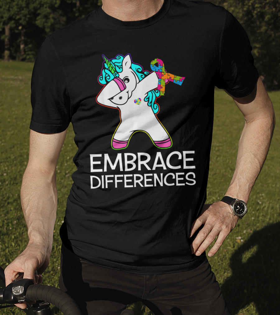 Embrace Differences Unicorn Autism Awareness Puzzle T-Shirt