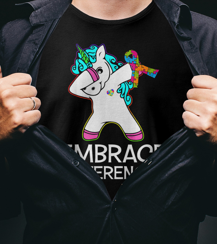Embrace Differences Unicorn Autism Awareness Puzzle T-Shirt