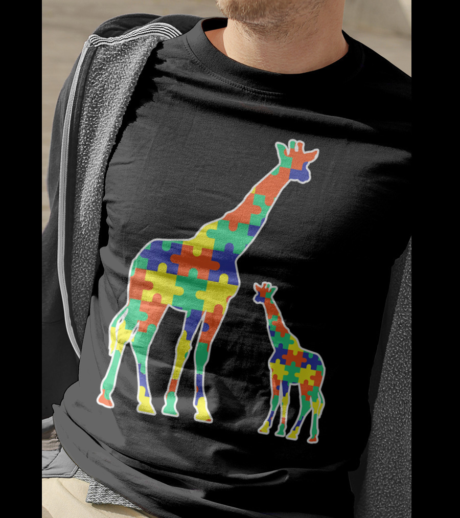 Kids Cute Autism Awareness Giraffes Puzzle T-Shirt