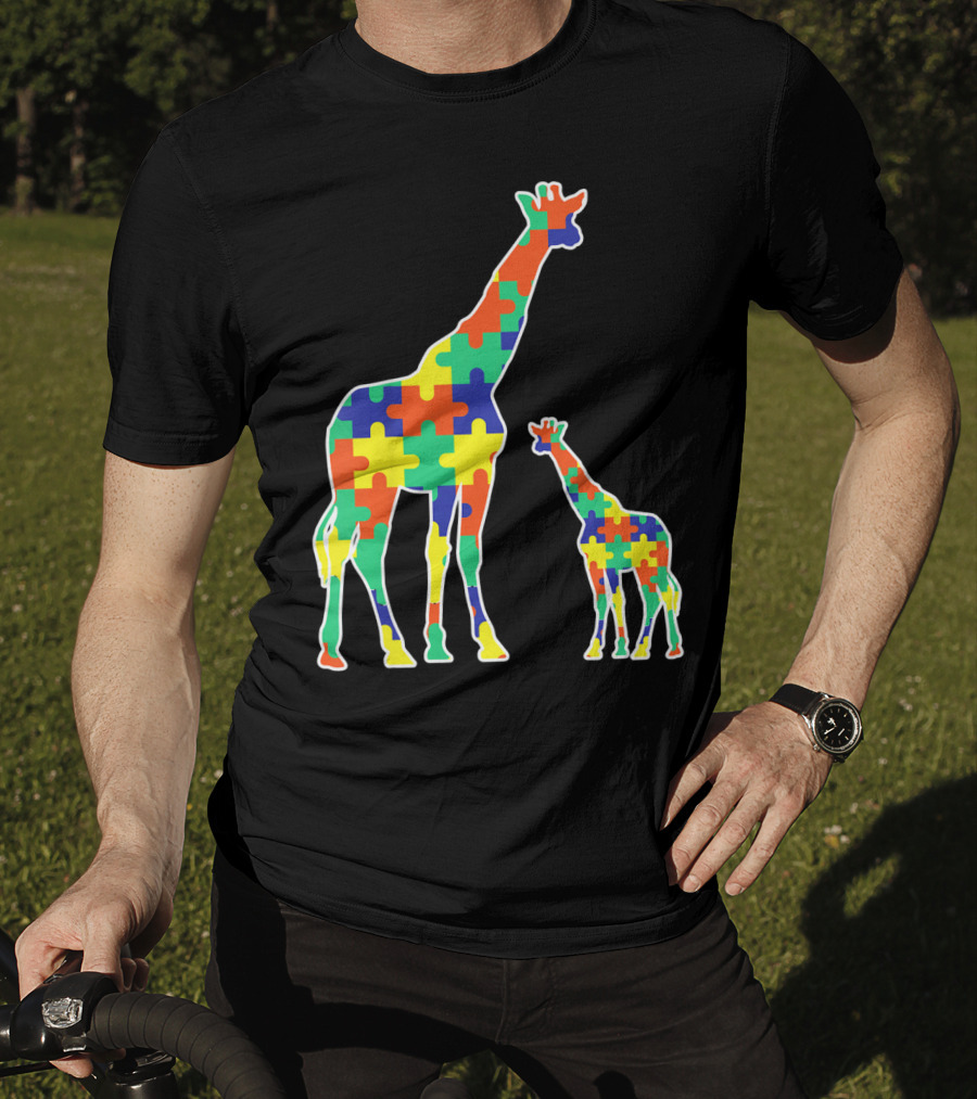 Kids Cute Autism Awareness Giraffes Puzzle T-Shirt
