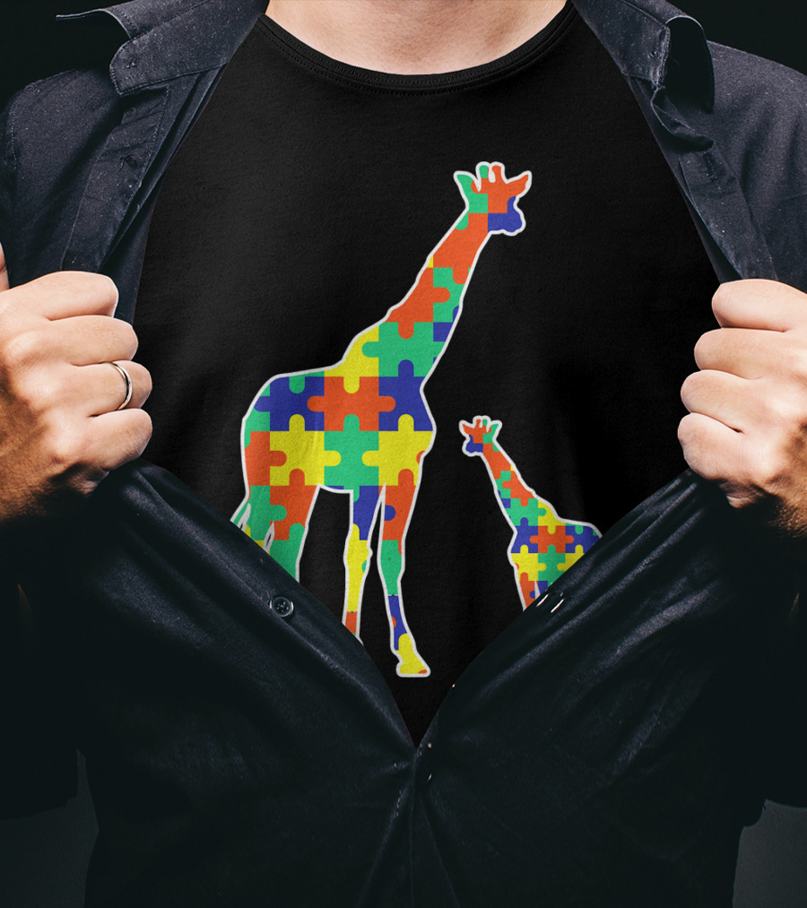 Kids Cute Autism Awareness Giraffes Puzzle T-Shirt