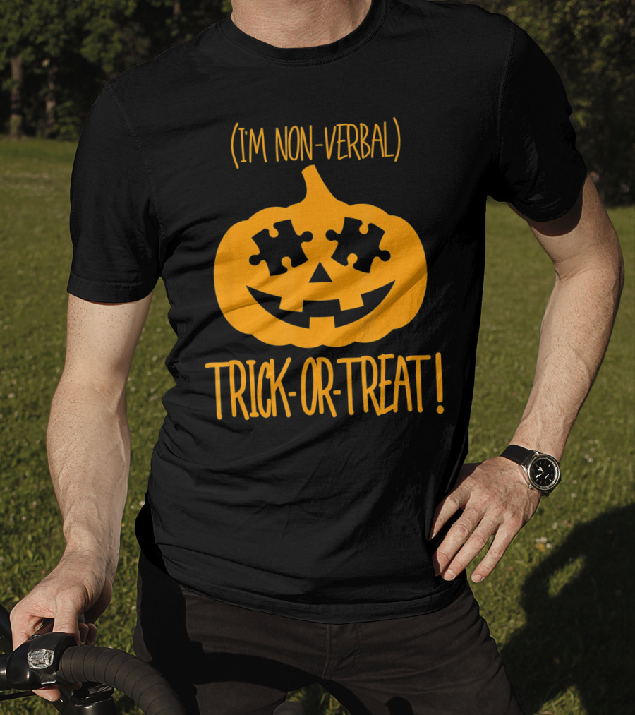 Trick-or-Treat I'm Non-Verbal Pumpkin Halloween Puzzle T-Shirt
