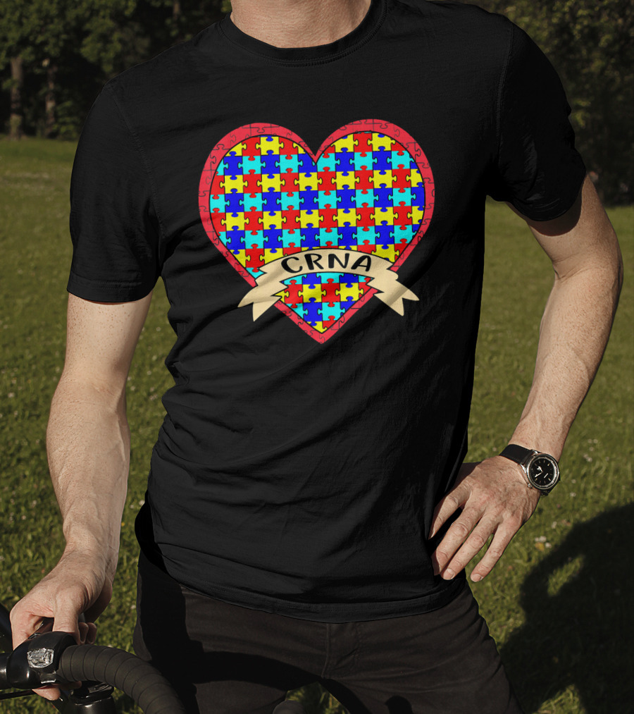 CRNA Autism Awareness Heart Puzzle Valentines T-Shirt