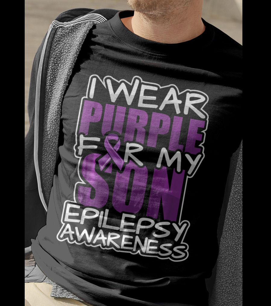 I Wear Purple For My Son Epilepsy Awareness T-Shirt