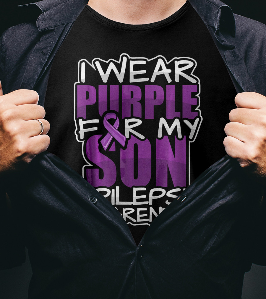 I Wear Purple For My Son Epilepsy Awareness T-Shirt
