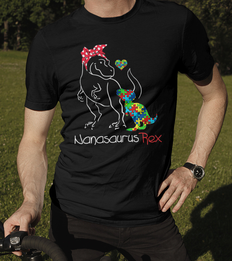 Nanasaurus Rex Dinosaur Autism Puzzle Heart T-Shirt