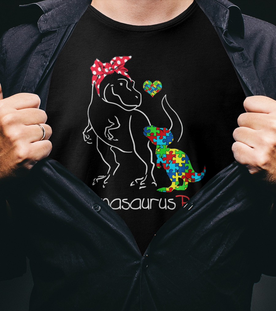 Nanasaurus Rex Dinosaur Autism Puzzle Heart T-Shirt