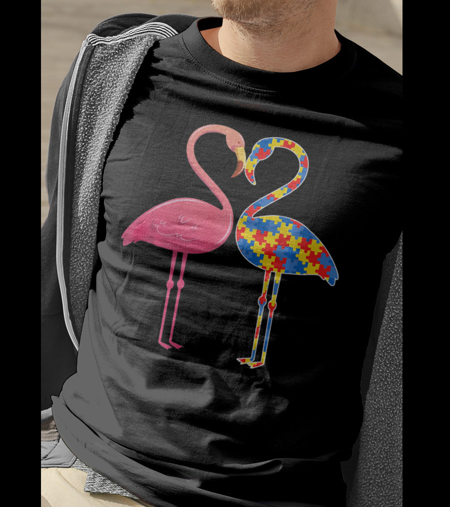 Flamingo Puzzle Autism Awareness T-Shirt
