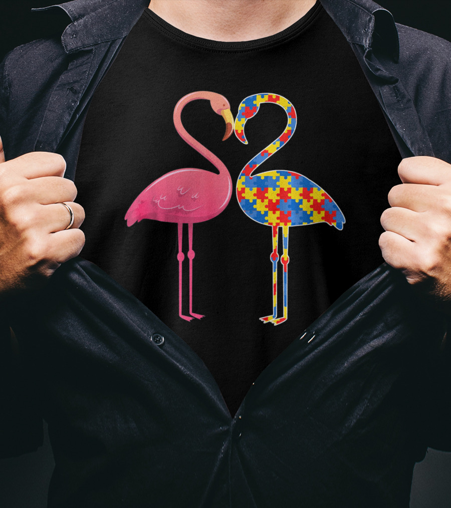 Flamingo Puzzle Autism Awareness T-Shirt