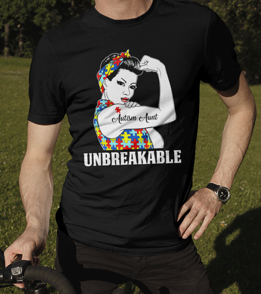 Unbreakable Autism Aunt Awareness Aun T-Shirt