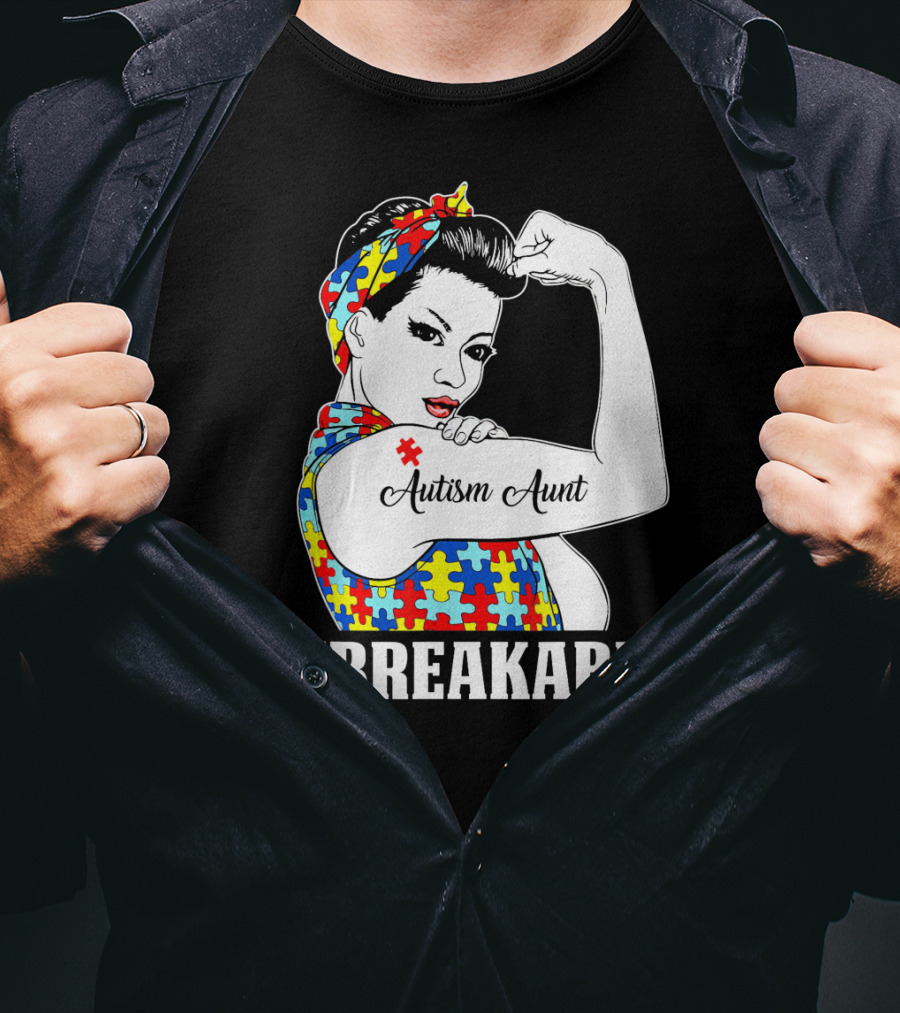 Unbreakable Autism Aunt Awareness Aun T-Shirt