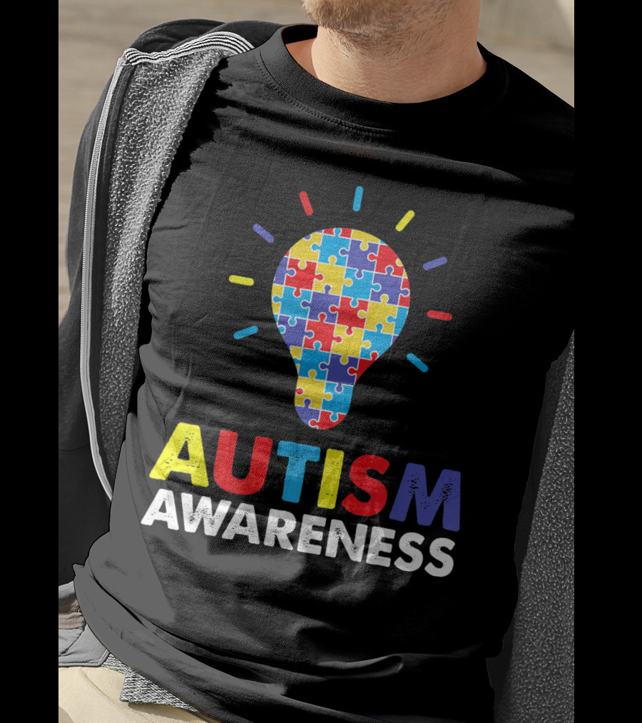 Autism Awareness Puzzle Piece Light Bulb Special Needs T-Shirt