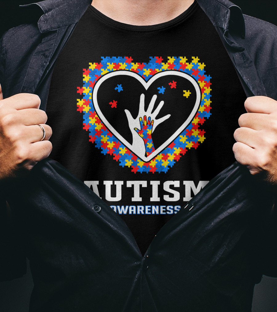 Autism Awareness Heart Puzzle Hands T-Shirt