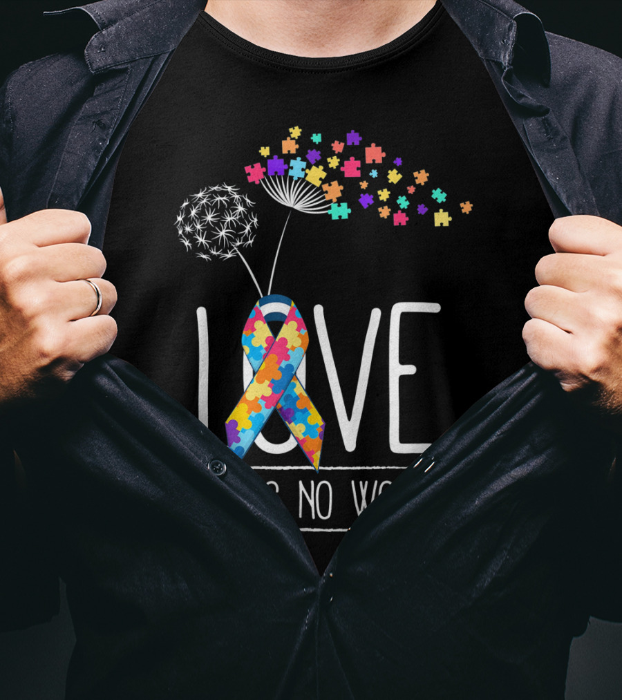 Autism Awareness Love Needs No Words Puzzle T-Shirt