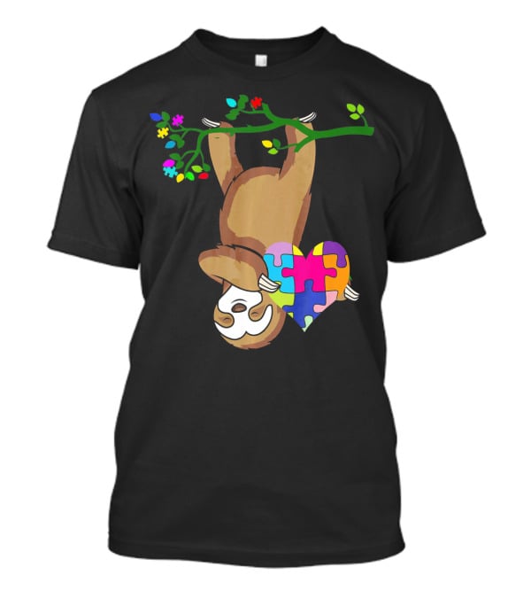 Sloth Love Autism Awareness Heart Puzzle T-Shirt