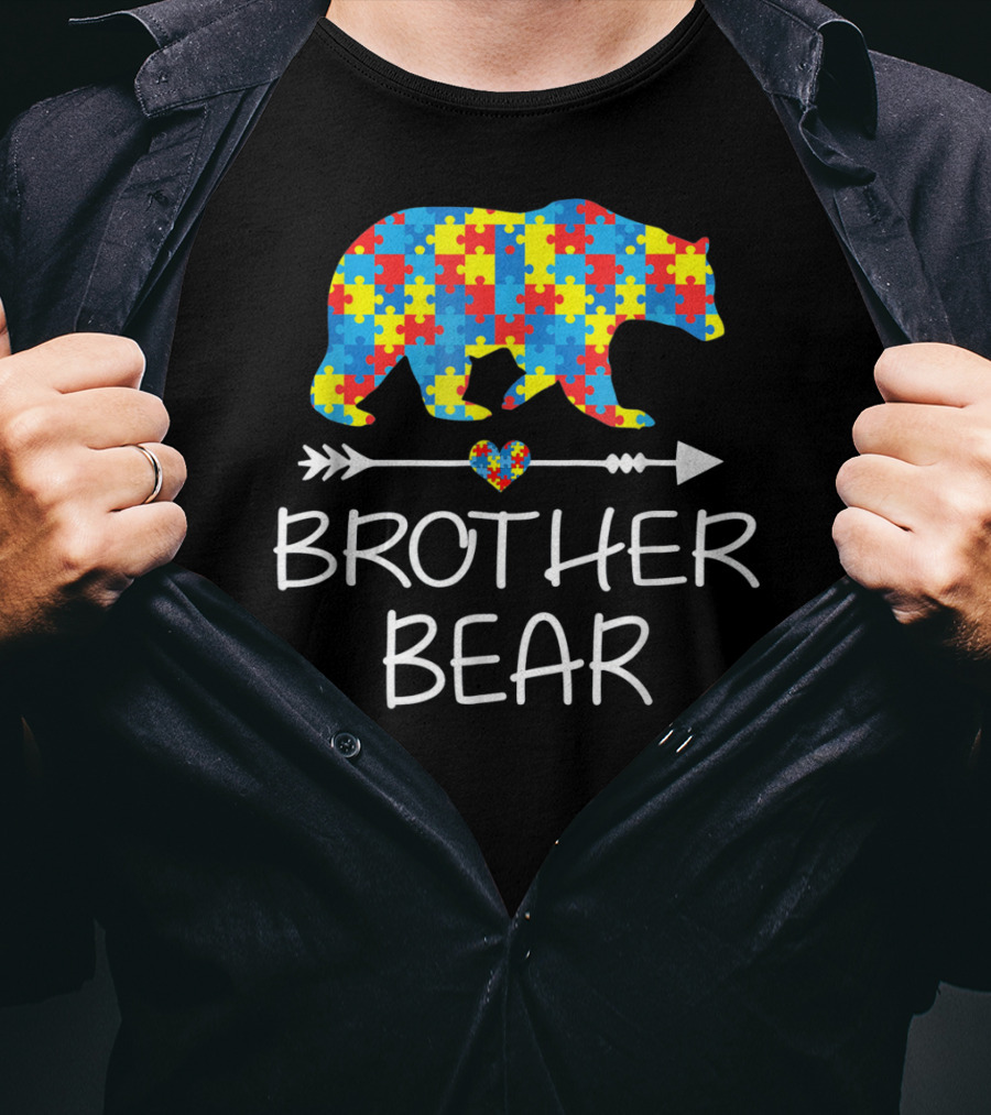 Brother Bear Autism Puzzle Pattern Awareness T-Shirt