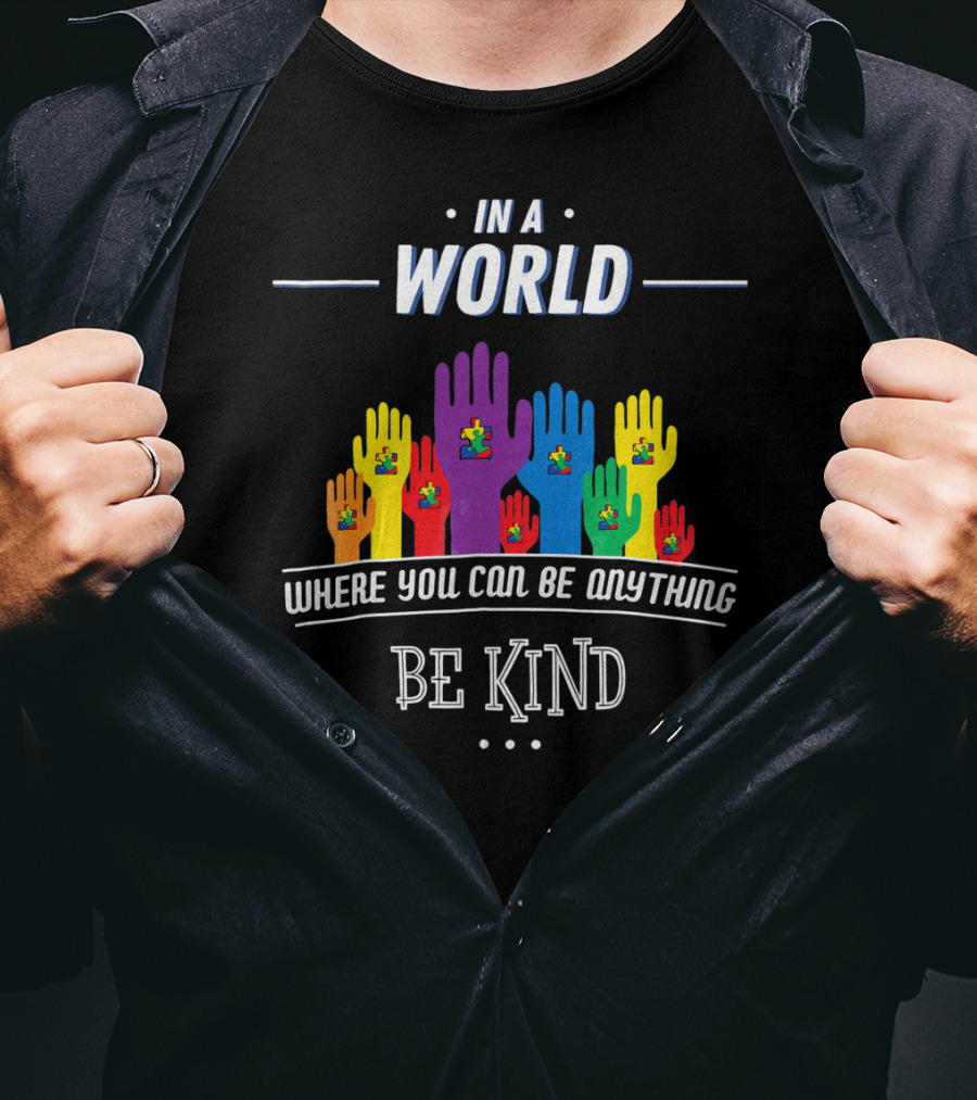 In A World Where You Can Be Anything Be Kind Autism Awareness Teacher Choose T-Shirt