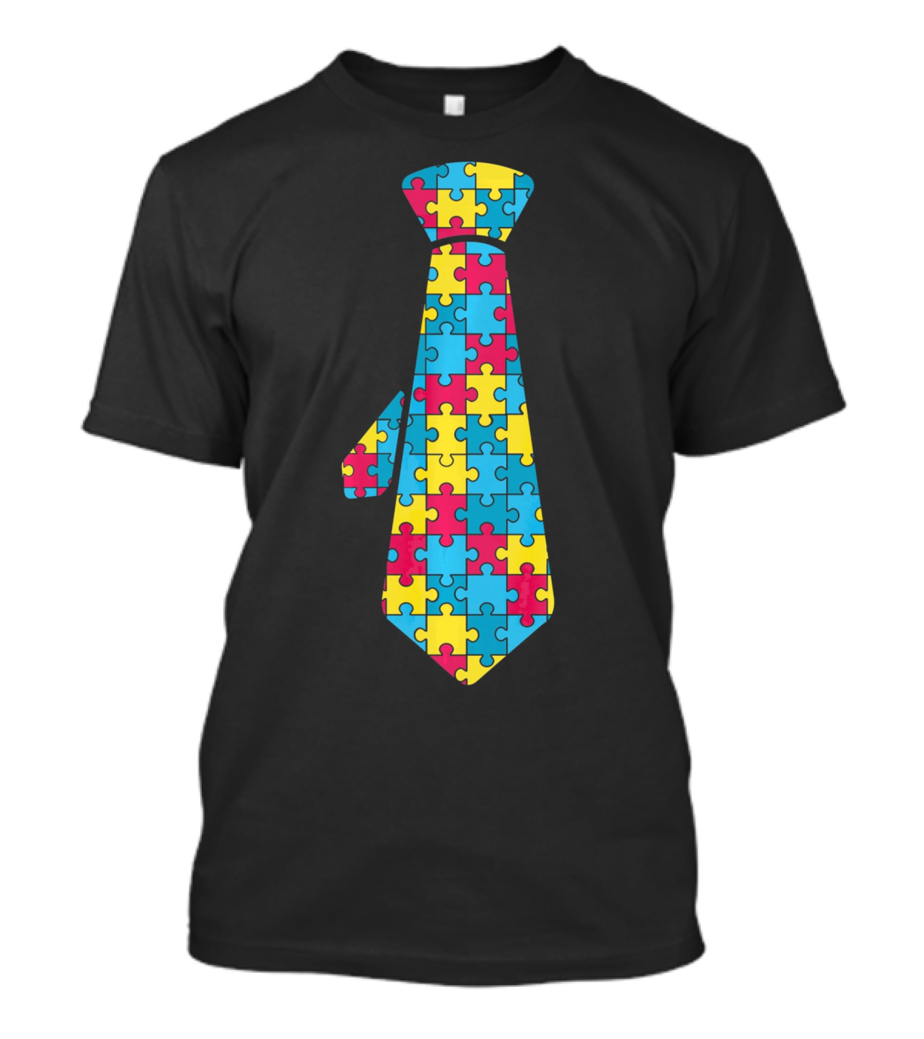 Autism Awareness Puzzle Pattern Tie T-Shirt
