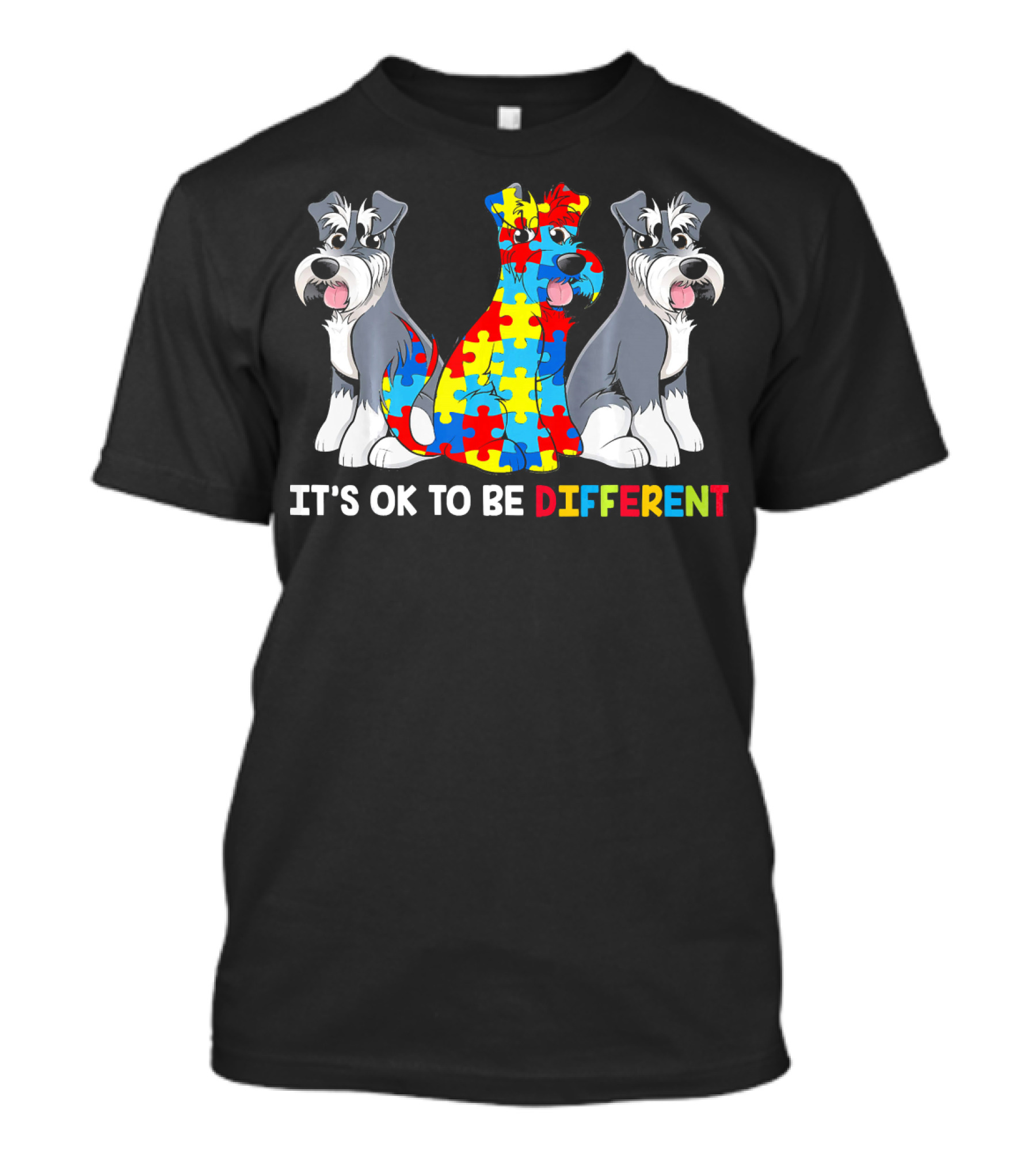 It's OK To Be Different Miniature Schnauzer Puzzle Pieces T-Shirt