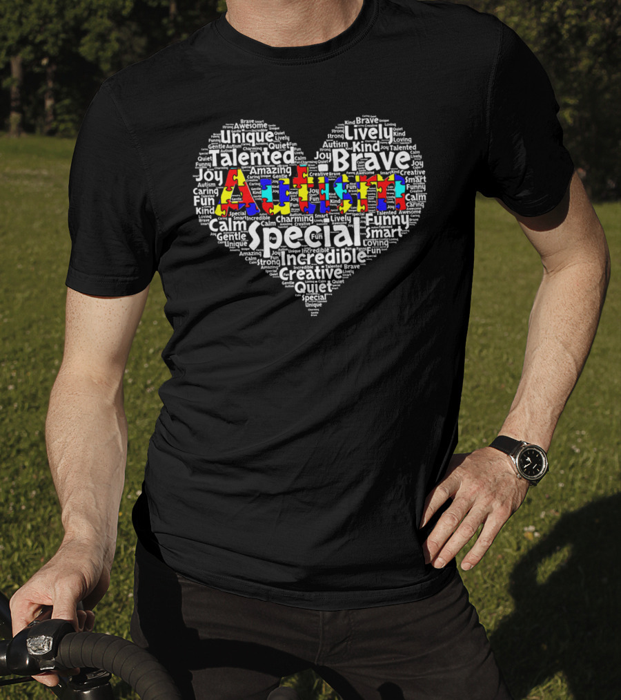 Autism Special Heart Brave Talented Unique Joy Creative Calm Awareness T-Shirt