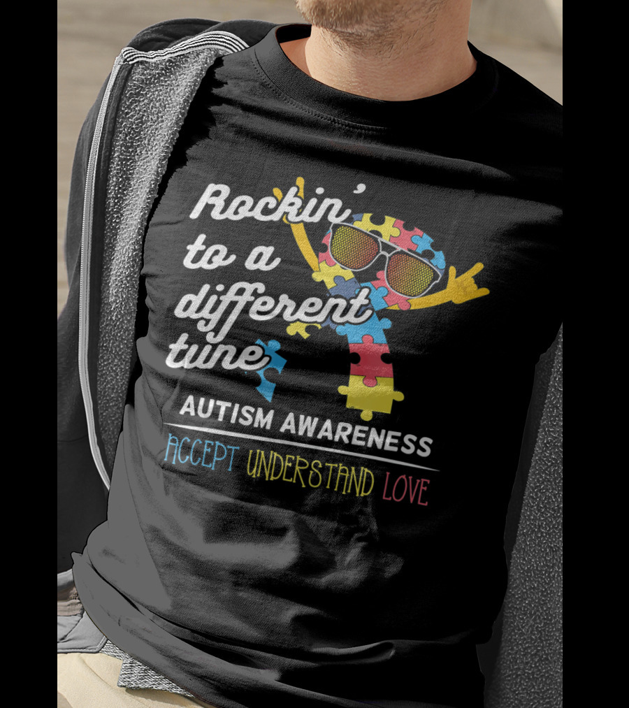 Rockin' To A Different Tune Autism Awareness Accept Understand Love T-Shirt