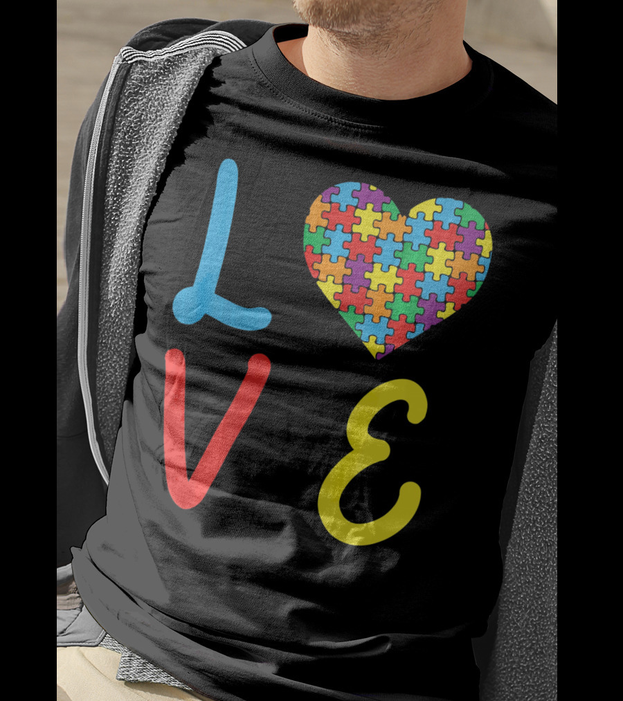 Love Autism Awareness Day Autism Puzzle Heart T-Shirt