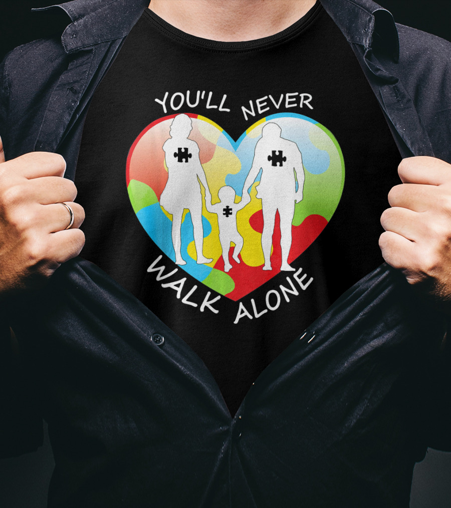 You'll Never Walk Alone Puzzle Family Heart T-Shirt
