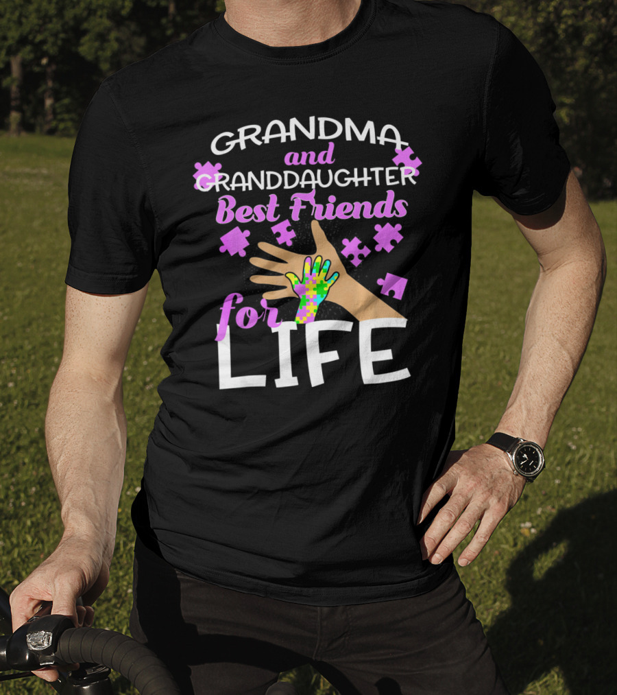 Grandma And Granddaughter Best Friends For Life Autism Awareness Puzzle Piece T-Shirt