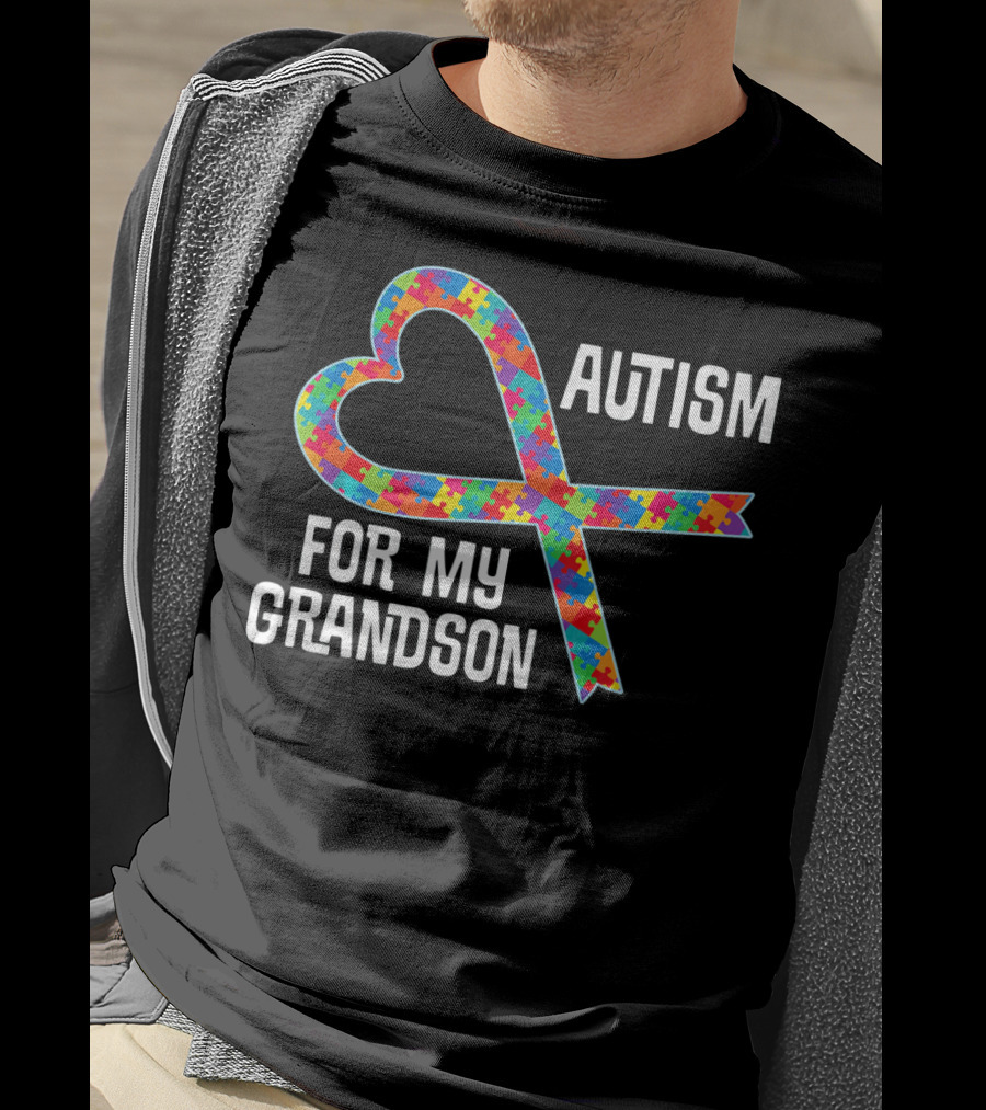 Autism Awareness Heart Puzzle Ribbon For My Grandson T-Shirt
