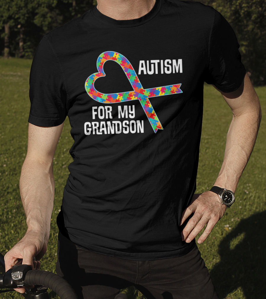 Autism Awareness Heart Puzzle Ribbon For My Grandson T-Shirt