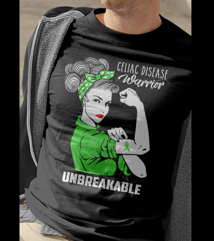 Celiac Disease Warrior Unbreakable Rosie The Riveter T-Shirt