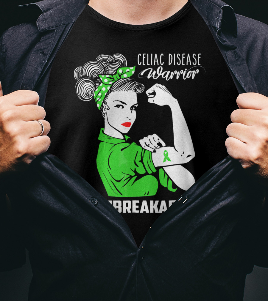 Celiac Disease Warrior Unbreakable Rosie The Riveter T-Shirt