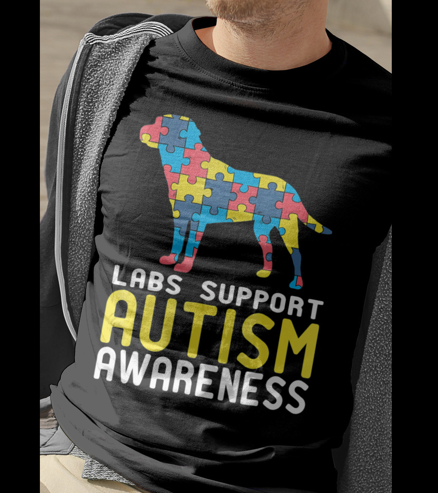 Labs Support Autism Awareness Puzzle Labrador T-Shirt